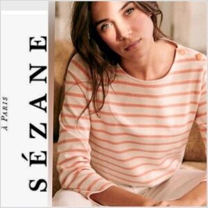 SEZANE COLETTE MARINIÈRE ECRU / MELON S
